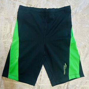Saucony Black and Green Performance Shorts